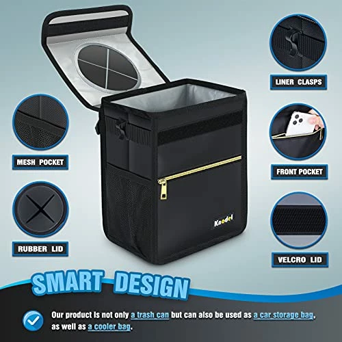 Best deal ???? Car Trash Can With Lid, Leak-Proof Car Garbage Can With Storage Pockets, Waterproof Auto Garbage Bag Hanging For Headrest (Small, Black) ???? 4 Best deal ???? Car Trash Can With Lid, Leak-Proof Car Garbage Can With Storage Pockets, Waterproof Auto Garbage Bag Hanging For Headrest (Small, Black) ???? - Image 2