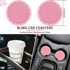 Buy ⭐ 9 Pcs Bling Car Accessories Set For ???? Women, Diamond Steering Wheel Cover, Rhinestone Center Console Pad Seat Safety Belt Pad Handbrake Cover Gear Shift Stick Protector Car Emblem Ring(Pink) ⭐ -Car Seat Covers shop 51u3LiUHeFL