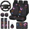 Cheap ✔️ 15 Pcs Butterfly Car Seat Covers Full Set Butterfly Car Seat Covers For Car Front Rear Seat Covers Steering Wheel Cover Wrist Strap Coasters Armrest Pad Shoulder Pads (Classic Butterfly Style) ???? -Car Seat Covers shop 51uZGF7ehJL