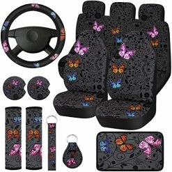 Cheap ✔️ 15 Pcs Butterfly Car Seat Covers Full Set Butterfly Car Seat Covers For Car Front Rear Seat Covers Steering Wheel Cover Wrist Strap Coasters Armrest Pad Shoulder Pads (Classic Butterfly Style) ???? -Car Seat Covers shop 51uZGF7ehJL. AC