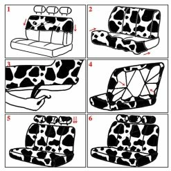 Budget ???? Cow Print Car Seat Covers Full Set For ???? Women Men Cow Print Car Accessories Set Rubber Steering Wheel Cover Car Armrest Pad Cover Seat Belt Pads Wrist Holder Keychain (Rubber) ???? -Car Seat Covers shop 51ugBlGOciS