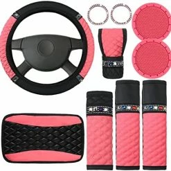Outlet ???? Bling Car Accessories Set Leather Diamond Steering Wheel Cover Bling Seat Belt Shoulder Pad Armrest Pad Crystal Car Decor Bling Car Cup Holders Travel Auto Cup Holder For Car Interior (Black, Red) ???? 20 Outlet ???? Bling Car Accessories Set Leather Diamond Steering Wheel Cover Bling Seat Belt Shoulder Pad Armrest Pad Crystal Car Decor Bling Car Cup Holders Travel Auto Cup Holder For Car Interior (Black, Red) ???? -Car Seat Covers shop 51v3jjlEvxL. AC
