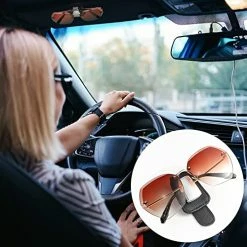 Hot Sale ???? 2 Packs Car Glasses Holder Universal Car Visor ???? Sunglasses Holder Clip Leather Eyeglasses Hanger And Ticket Card Clip Eyeglasses Mount For Car (Black) ❤️ -Car Seat Covers shop 51wF56s108L