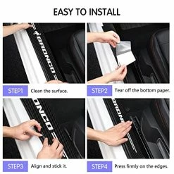 Top 10 ???? 4PCS For Bronco Car Door Sill Protector 2021 2022 - Entry Guard Threshold Scratch Protection Sticker, Carbon Fiber Leather Scuff Plate Accessories Decor, Black ✨ -Car Seat Covers shop 51wSzuwhupL