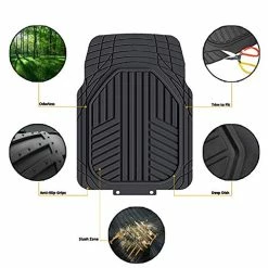 New ???? 3-Piece All-Weather Protection Heavy Duty Rubber Floor Mats For Cars, SUVs, And Trucks，Black, Trim To Fit ✨