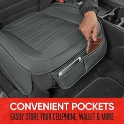 Coupon ???? Gray Faux Leather 2-Pack Car Seat Cover For Front Seats, Padded Car Seat Protectors With Storage Pockets, Premium Interior Covers, Front Seat Covers For Cars Truck SUV Au ???? -Car Seat Covers shop 51wbID6bASL