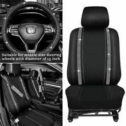 Best Sale ❤️ Bling Car Seat Covers Set Car Diamond Accessories With Shiny Bling Car Seat Covers Bling Steering Wheel Cover Seat Belt Pads Glove Glitter Center Pad Cup Drill Rings Universal Car (Silver, Front Seat) ???? -Car Seat Covers shop 51x3F0gUASL