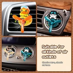 Wholesale ???? 2 Pcs Car Air Freshener Pilot Cute Car Diffuser Cartoon Outlet Fan Air Diffuser For Car Vent Perfume Automotive Decoration (Duck, Hashiqi), Yellow,black ???? -Car Seat Covers shop 51x459uawVL