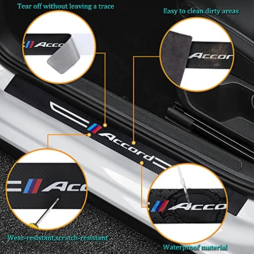 Coupon ✨ Cotree 4PCS Carbon Fiber Textured Leather Car Door Sill Protector Compatible With Honda Accord, Car Door Threshold Protector, Car Door Sill Decoration Scuff Plate Fit For Honda Accord Accessories A-white ✔️ 4 Coupon ✨ Cotree 4PCS Carbon Fiber Textured Leather Car Door Sill Protector Compatible With Honda Accord, Car Door Threshold Protector, Car Door Sill Decoration Scuff Plate Fit For Honda Accord Accessories A-white ✔️ - Image 2