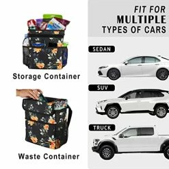 Top 10 ???? Cute Car Trash Can With Lid - Leak Proof Car Trash Bag Hanging Waterproof Car Garbage Can With Storage Pockets Multipurpose Collapsible Car Organizer (Flower) ???? -Car Seat Covers shop 51xrTKhkA8L