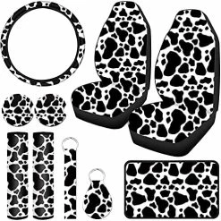 Brand new ???? Cow Print Car Accessories Car Seat Cover For ???? Women Men Cow Rubber Steering Wheel Cover Car Cup Holders Keyring Armrest Pad Seat Belt Pads Wrist Strap For Most Car, SUV() Patchwork Patt ???? -Car Seat Covers shop 51yE0YdI3VS. AC