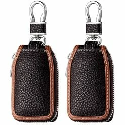 Coupon ???? 2 Pieces Leather Car Key Chain Case Holder Auto Key Fob Holder Smart Protector Cover(Brown) ⌛