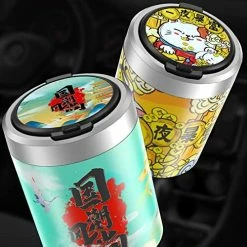 Outlet ???? Creative Printing Car Ashtray With Lid And LED Indicator Detachable Portable Ashtray Multifunctional Smokeless Ashtray For Vehicles Cup Holder Car Accessories Or Home Office Bedroom Use Blue ???? -Car Seat Covers shop 51zs8jl0X2L