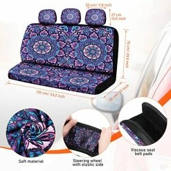 Cheap ???? 22 Pieces Mandala Car Accessories Set Purple Mandala Car Seat Cover Steering Wheel Cover Headrest Cover Seat Belt Cover Center Console Armrest Pad Handbrake Cover Gear Cover Keyring Vent ???? -Car Seat Covers shop 611u65jXtOL