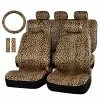 Hot Sale ???? Leopard Car Seat Covers Full Set With Steering Wheel Cover 2 Seat Belt Pads, Cheetah Print Seat Covers For Cars For ???? Women,Airbag Compatible,Universal Fits For Cars,SUV,Truck ????