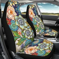 Deals ???? Bright Blossoms Colorful Boho Floral Print Car Seat Covers For ???? Women,Universal Auto Front Seats Protector Fits For Car,SUV Sedan,Truck ???? -Car Seat Covers shop 617uCSI2BdL