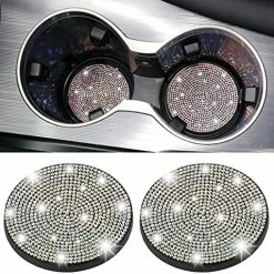 Budget ✨ SINGARO Bling Cup Holder Coasters For Car, 2PCS Universal Non-Slip Cup Holder, Embedded Decorative Coasters, Shiny Crystal Car Interior Accessories Gifts For ???? Women (White) 4pcs Blue ⭐ -Car Seat Covers shop 617x2yADxDL. AC