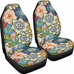 Deals ???? Bright Blossoms Colorful Boho Floral Print Car Seat Covers For ???? Women,Universal Auto Front Seats Protector Fits For Car,SUV Sedan,Truck ???? -Car Seat Covers shop 61BfKyidArL