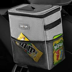 Best Sale ⌛ Car Trash Can With Lid And Storage Pockets, 100% Leak-Proof Car Organizer, Waterproof Car Garbage Can, Multipurpose Trash Bin For Car - Black ???? -Car Seat Covers shop 61C7A6QFQAL
