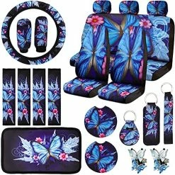 Hot Sale ???? Frienda 22 Pieces Butterfly Car Seat Covers,Butterfly Car Accessories Set Steering Wheel Cover Center Console Armrest Pad Headrest Seat Belt Cover Handbrake Gear Cover Keychain For Cars SUV (Purple) ???? -Car Seat Covers shop 61FwuwD6SIS. AC