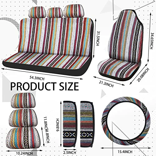 Best Pirce ???? 14 Pcs Baja Car Seat Covers Full Set Multicolor Stripe Car Seat Covers Boho Print Steering Wheel Cover Seat Belt Cover Crystal Hanging Ornament Car Holders Fits For Car (Stripe Style) ???? 5 Best Pirce ???? 14 Pcs Baja Car Seat Covers Full Set Multicolor Stripe Car Seat Covers Boho Print Steering Wheel Cover Seat Belt Cover Crystal Hanging Ornament Car Holders Fits For Car (Stripe Style) ???? - Image 3