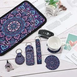 Cheap ???? 22 Pieces Mandala Car Accessories Set Purple Mandala Car Seat Cover Steering Wheel Cover Headrest Cover Seat Belt Cover Center Console Armrest Pad Handbrake Cover Gear Cover Keyring Vent ???? -Car Seat Covers shop 61QznwD6vHL