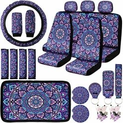 Cheap ???? 22 Pieces Mandala Car Accessories Set Purple Mandala Car Seat Cover Steering Wheel Cover Headrest Cover Seat Belt Cover Center Console Armrest Pad Handbrake Cover Gear Cover Keyring Vent ???? -Car Seat Covers shop 61Xf6OW0 TL. AC
