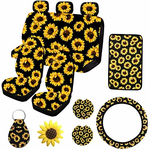 Outlet ✨ 12PCS Sunflower Car Accessories Set,Sunflower Front And Rear Bench Seat Cover Full Set,Steering Wheel Cover,Car Armrest Cover,Car Vent,Car Coaster,Easy To Install,Universal Fit For Auto Truck Van SUV ???? 3 Outlet ✨ 12PCS Sunflower Car Accessories Set,Sunflower Front And Rear Bench Seat Cover Full Set,Steering Wheel Cover,Car Armrest Cover,Car Vent,Car Coaster,Easy To Install,Universal Fit For Auto Truck Van SUV ????