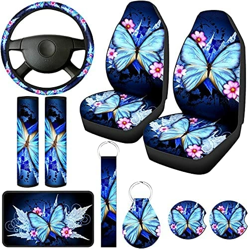 Buy ???? Frienda 10 PCS Car Seat Covers For ???? Women Butterfly Car Accessories Car Interior Seat Covers With Steering Wheel Cover, Wrist Strap, Car Coasters, Armrest Pad, Shoulder Pad, Key Chain Bright Style ???? 9 Buy ???? Frienda 10 PCS Car Seat Covers For ???? Women Butterfly Car Accessories Car Interior Seat Covers With Steering Wheel Cover, Wrist Strap, Car Coasters, Armrest Pad, Shoulder Pad, Key Chain Bright Style ???? - Image 7