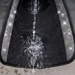 Best Pirce ???? Hining Rhinestones Carpet, Bling Crystal Diamond Sparkly Glitter Car Floor Mats With Anti-Slip PVC Heel Pad Automotive Universal For SUV,Sedan,Car,Van,4pcs For Girl ???? Women (Black Silver) ⌛ -Car Seat Covers shop 61dRx3Zo2cL