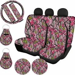 Flash Sale ???? Mushroom Car Seat Covers Full Set Split Bench Butterfly Leaves Floral Girly Print Front Back Seat Cover,Steering Wheel Cover,Seat Belt Cover,Cup Holder Coasters,Auto Keychains,Green Butterfly Mushroom Leaves Green ???? -Car Seat Covers shop 61dq0yOeSyS. AC
