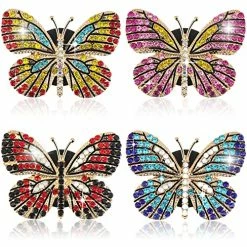 Best Pirce ⌛ 4 Pieces Car Butterfly Diffuser Vent Clips Car Air Vent Decoration Butterfly Rhinestone Car Interior Charm Bling Accessories For ???? Women ???? Girls, 5 X 3.6 Cm / 1.97 X 1.42 Inches ????