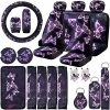 Hot Sale ???? Frienda 22 Pieces Butterfly Car Seat Covers,Butterfly Car Accessories Set Steering Wheel Cover Center Console Armrest Pad Headrest Seat Belt Cover Handbrake Gear Cover Keychain For Cars SUV (Purple) ???? -Car Seat Covers shop 61erD4g25UL