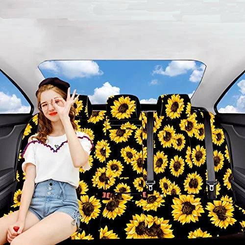 Outlet ✨ 12PCS Sunflower Car Accessories Set,Sunflower Front And Rear Bench Seat Cover Full Set,Steering Wheel Cover,Car Armrest Cover,Car Vent,Car Coaster,Easy To Install,Universal Fit For Auto Truck Van SUV ???? 4 Outlet ✨ 12PCS Sunflower Car Accessories Set,Sunflower Front And Rear Bench Seat Cover Full Set,Steering Wheel Cover,Car Armrest Cover,Car Vent,Car Coaster,Easy To Install,Universal Fit For Auto Truck Van SUV ???? - Image 2