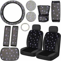 Promo ⌛ Frienda 13 Pack Bling Car Seat Covers Set Car Diamond Accessories Rhinestone Crystal Steering Wheel Cover, Bling Velvet Breathable Seat Cover, Glitter Center Console Pad Universal Car Interior White ???? 22 Promo ⌛ Frienda 13 Pack Bling Car Seat Covers Set Car Diamond Accessories Rhinestone Crystal Steering Wheel Cover, Bling Velvet Breathable Seat Cover, Glitter Center Console Pad Universal Car Interior White ???? -Car Seat Covers shop 61gxConRvcL. AC