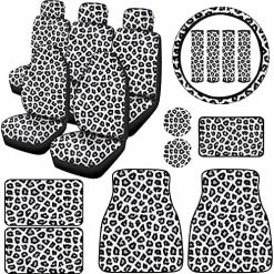 Budget ⌛ 19 Pieces Leopard Seat Covers Leopard Steering Wheel Cover Leopard Print Car Accessories Car Floor Mats Seat Belt Pads Car Cup Mats Armrest Pad For Car Decoration And Protection (Leopard) ???? -Car Seat Covers shop 61jjvFLW5BL. AC