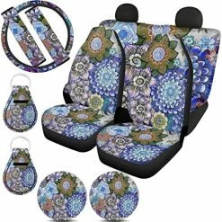 Promo ???? Mushroom Car Accessories Seat Cover For Car For ???? Women Universal Fit Front And Rear Bench Seats Protectors For Truck SUV,Mushroom Wheel Steering Cover,Seat Belt Cover,Cup Holder,Keyring Black Marble Print ???? -Car Seat Covers shop 61nSySRqLQL. AC
