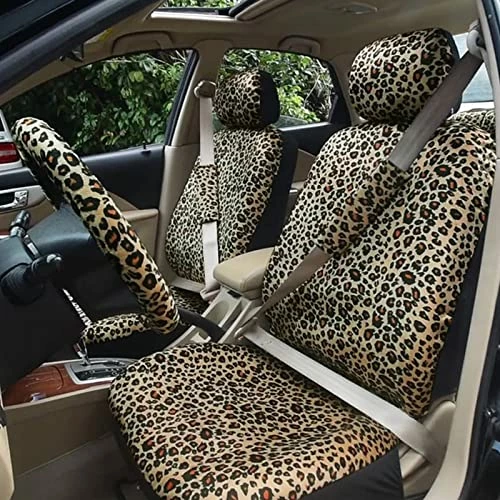 Hot Sale ???? Leopard Car Seat Covers Full Set With Steering Wheel Cover 2 Seat Belt Pads, Cheetah Print Seat Covers For Cars For ???? Women,Airbag Compatible,Universal Fits For Cars,SUV,Truck ???? 4 Hot Sale ???? Leopard Car Seat Covers Full Set With Steering Wheel Cover 2 Seat Belt Pads, Cheetah Print Seat Covers For Cars For ???? Women,Airbag Compatible,Universal Fits For Cars,SUV,Truck ???? - Image 2