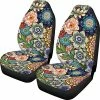 Deals ???? Bright Blossoms Colorful Boho Floral Print Car Seat Covers For ???? Women,Universal Auto Front Seats Protector Fits For Car,SUV Sedan,Truck ???? -Car Seat Covers shop 61qtf9zpKlL