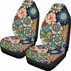 Deals ???? Bright Blossoms Colorful Boho Floral Print Car Seat Covers For ???? Women,Universal Auto Front Seats Protector Fits For Car,SUV Sedan,Truck ????